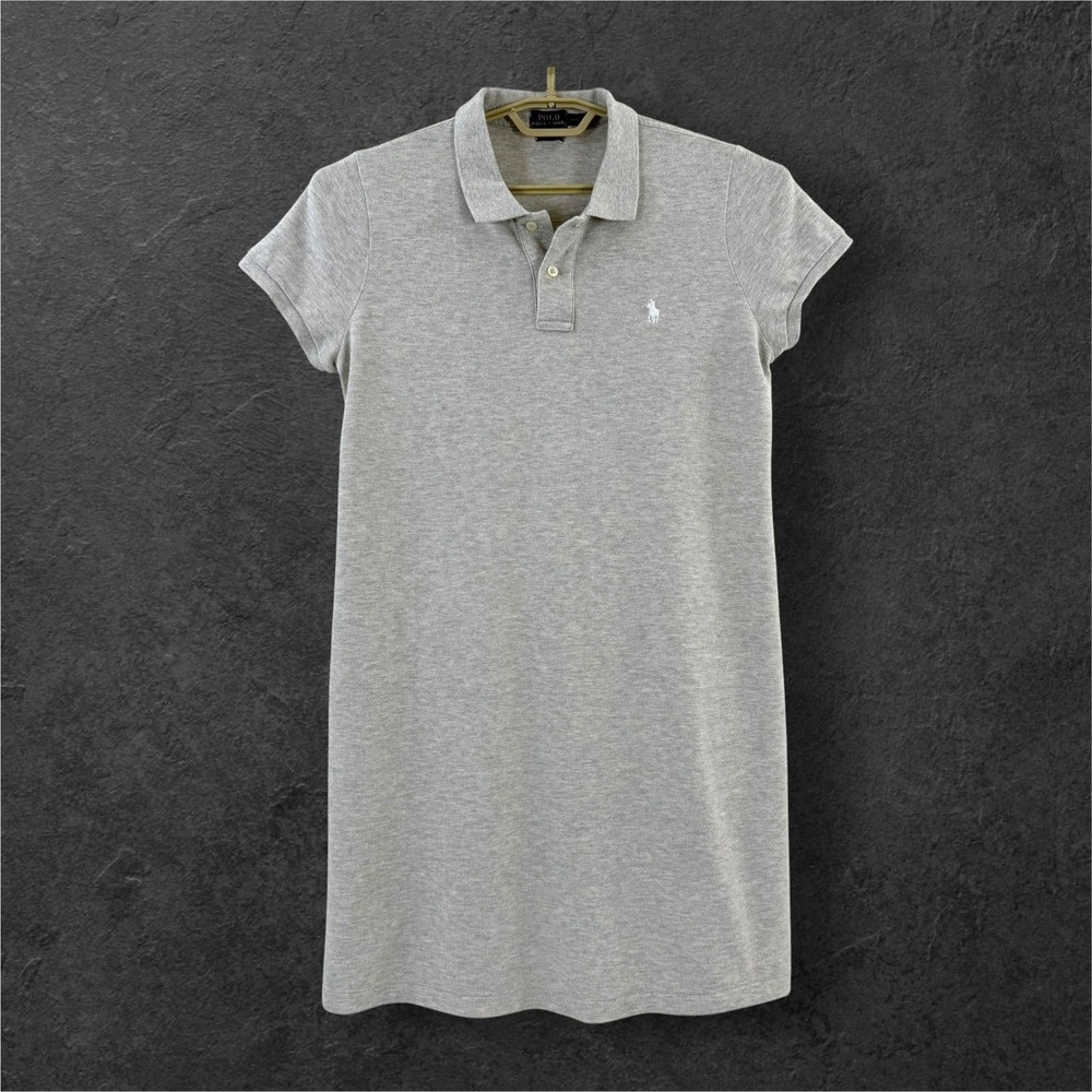 Polo Ralph Lauren Polo Dress Womens L Gray Mesh Mini Preppy Cotton